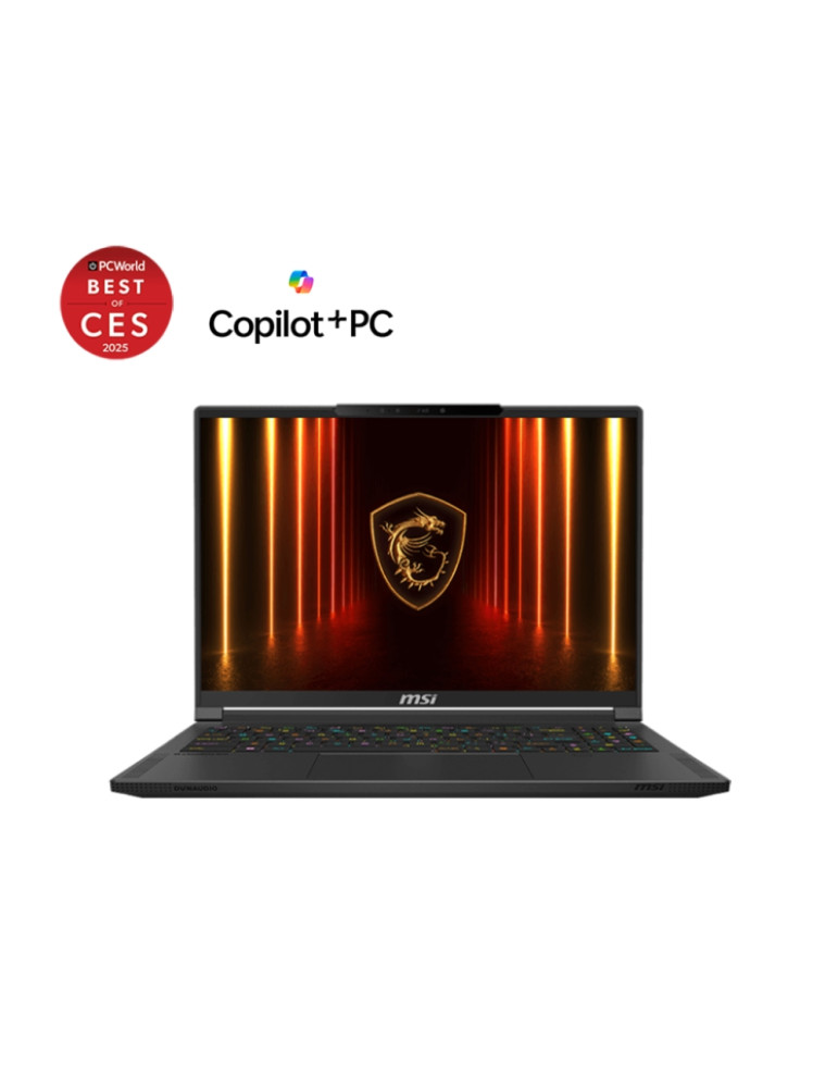 Лаптоп MSI Stealth A16 AI  A3XWHG, AMD Ryzen AI 9 HX 370, 16" 16:10 QHD  (2560x1600) OLED 240Hz 1ms, 32GB DDR5 LPDDR5x RAM, 2TB SSD, NVIDIA GeForce RTX 5070 Ti 12GB GDDR7 992 AI TOPS, Wi-Fi 7, Win 11 Home - 9S7-15FL35-023