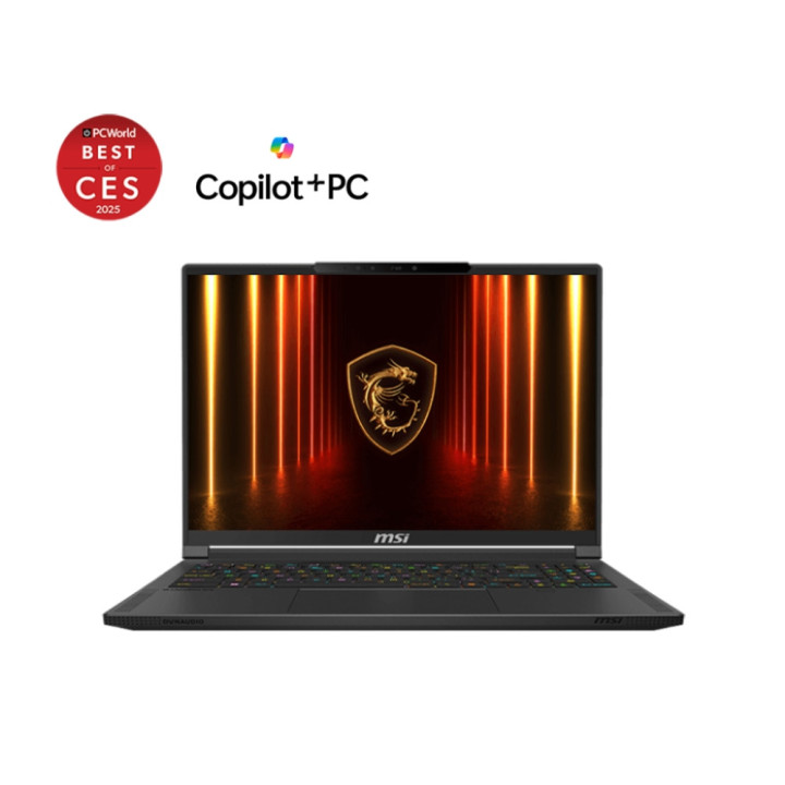 Лаптоп MSI Stealth A16 AI  A3XWHG, AMD Ryzen AI 9 HX 370, 16" 16:10 QHD  (2560x1600) OLED 240Hz 1ms, 32GB DDR5 LPDDR5x RAM, 2TB SSD, NVIDIA GeForce RTX 5070 Ti 12GB GDDR7 992 AI TOPS, Wi-Fi 7, Win 11 Home - 9S7-15FL35-023