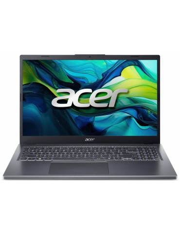 Лаптоп Acer Aspire 15, A15-51M-59Z7, Intel Core 5 120U, 15.6" QHD (2560x1440) IPS, 16GB DDR5 RAM, 512GB SSD, Intel UMA, FHD Cam, WiFi 6E, BT 6E, Backlit Kbd, No OS, Steel Gray - NX.KXQEX.003