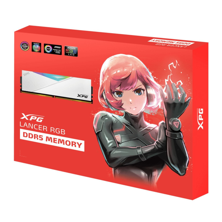 RAM памет Adata 64GB (2x32GB) DDR5 6000MHz XPG LANCER RGB U-DIMM White - AX5U6000C3032G-DCLARWH