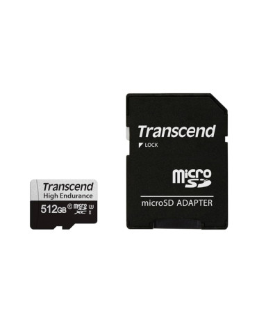 SD карта Transcend 512GB micro SD w/ adapter UHS-I U3, High Endurance - TS512GUSD350V
