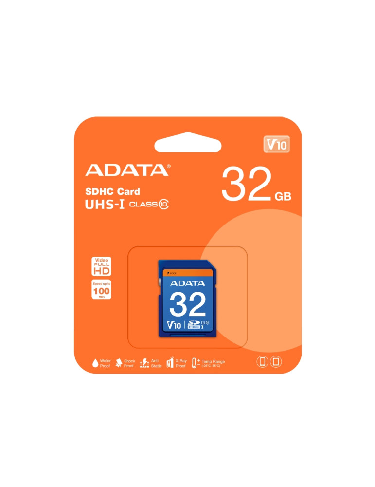 SD карта Adata 32GB SDHC UHS-I CLASS 10 - ASDH32GUICL10-R