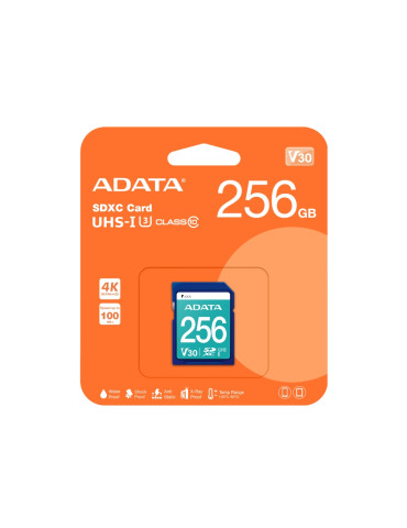 SD карта Adata 256GB SDXC UHS-I U3 V30S - ASDX256GUI3V30S-R