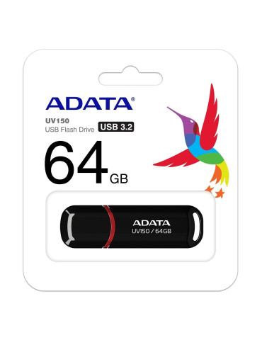 Флаш памет Adata 64GB UV150 USB 3.2 Gen1-Flash Drive Black - AUV150-64G-RBK