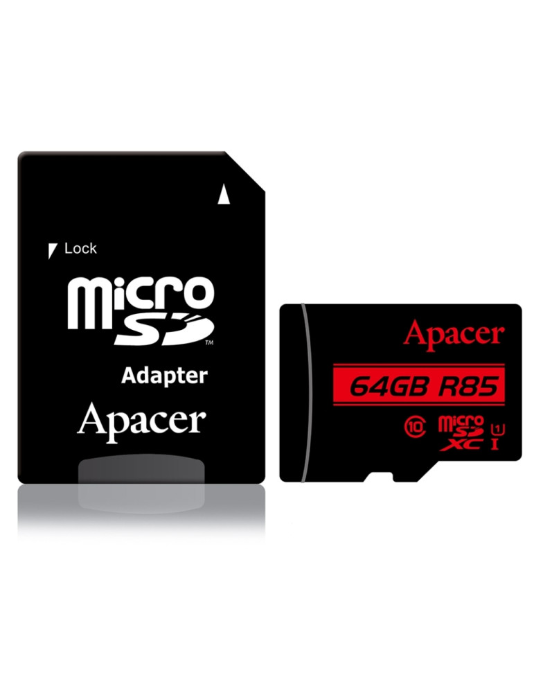 Флаш памет Apacer 64GB microSDXC Class 10 UHS-I (1 adapter) - AP64GMCSX10U5-R