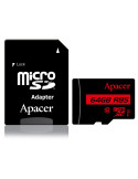 Флаш памет Apacer 64GB microSDXC Class 10 UHS-I (1 adapter) - AP64GMCSX10U5-R