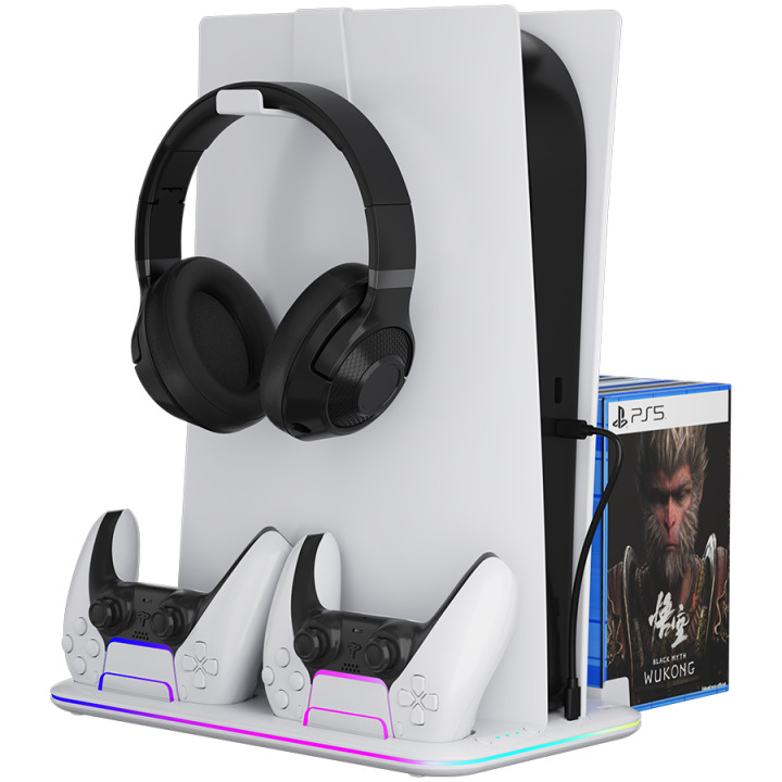 Стойка за PS5 Slim Canyon cooling stand CS-51 RGB PS5 Slim/DE Charge White - CND-CSPS5W-1