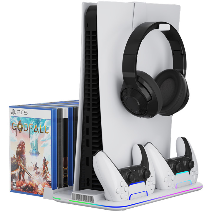 Стойка за PS5 Slim Canyon cooling stand CS-51 RGB PS5 Slim/DE Charge White - CND-CSPS5W-1