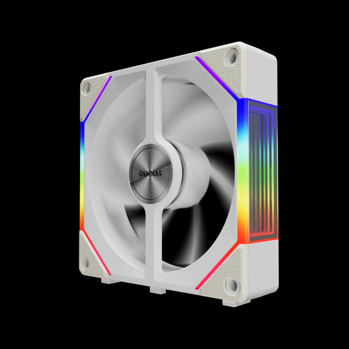 Комплект вентилатори Gamdias 3-in-1 AEOLUS P2-1203 White, 3x120mm, Swappable Fan Blades (Reverse Fan Blades Included), Daisy-Chain, Infinity Mirror - AEOLUS P2-1203-WH
