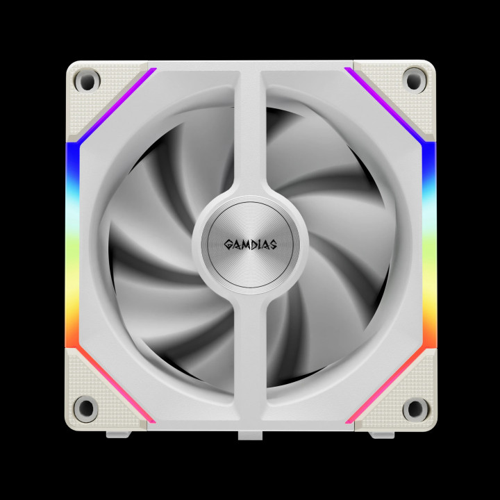 Комплект вентилатори Gamdias 3-in-1 AEOLUS P2-1203 White, 3x120mm, Swappable Fan Blades (Reverse Fan Blades Included), Daisy-Chain, Infinity Mirror - AEOLUS P2-1203-WH