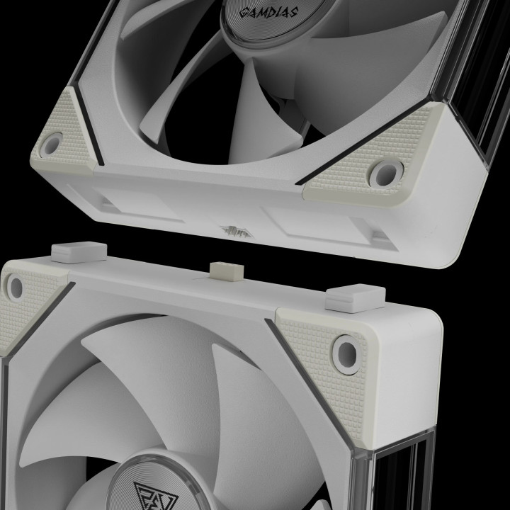 Комплект вентилатори Gamdias 3-in-1 AEOLUS P2-1203 White, 3x120mm, Swappable Fan Blades (Reverse Fan Blades Included), Daisy-Chain, Infinity Mirror - AEOLUS P2-1203-WH