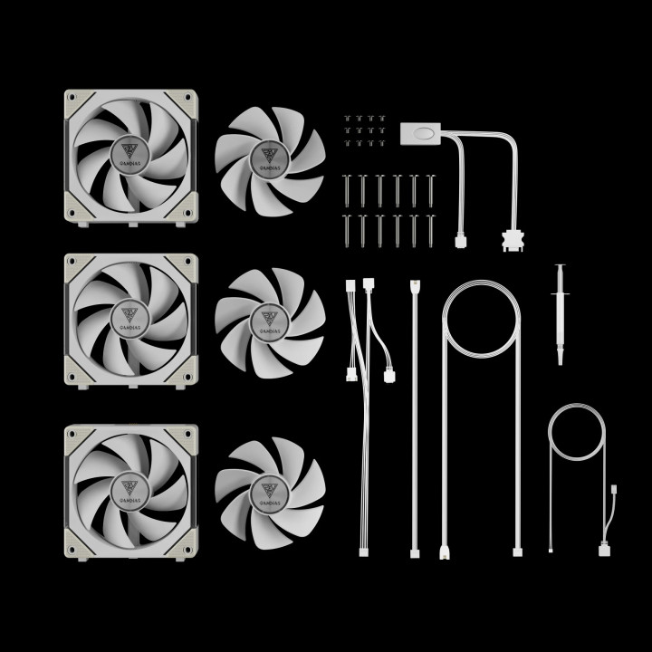 Комплект вентилатори Gamdias 3-in-1 AEOLUS P2-1203 White, 3x120mm, Swappable Fan Blades (Reverse Fan Blades Included), Daisy-Chain, Infinity Mirror - AEOLUS P2-1203-WH