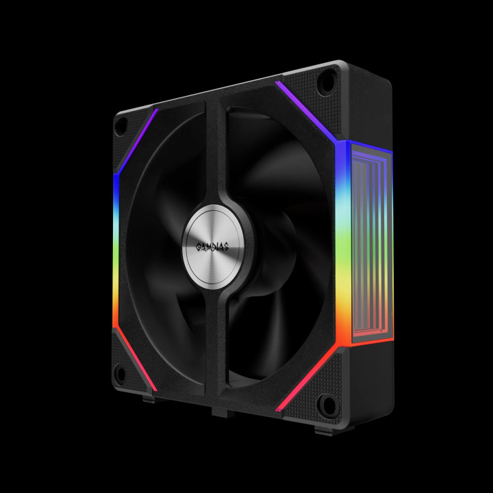Комплект вентилатори Gamdias 3-in-1 AEOLUS P2-1203, 3x120mm, Swappable Fan Blades (Reverse Fan Blades Included), Daisy-Chain, Infinity Mirror, A-RGB - AEOLUS-P2-1203