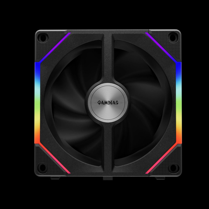 Комплект вентилатори Gamdias 3-in-1 AEOLUS P2-1203, 3x120mm, Swappable Fan Blades (Reverse Fan Blades Included), Daisy-Chain, Infinity Mirror, A-RGB - AEOLUS-P2-1203