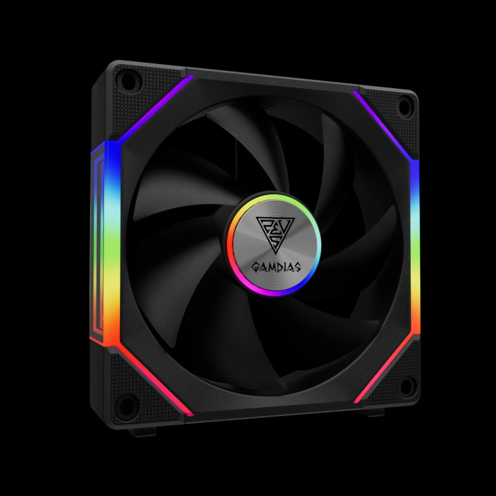 Комплект вентилатори Gamdias 3-in-1 AEOLUS P2-1203, 3x120mm, Swappable Fan Blades (Reverse Fan Blades Included), Daisy-Chain, Infinity Mirror, A-RGB - AEOLUS-P2-1203