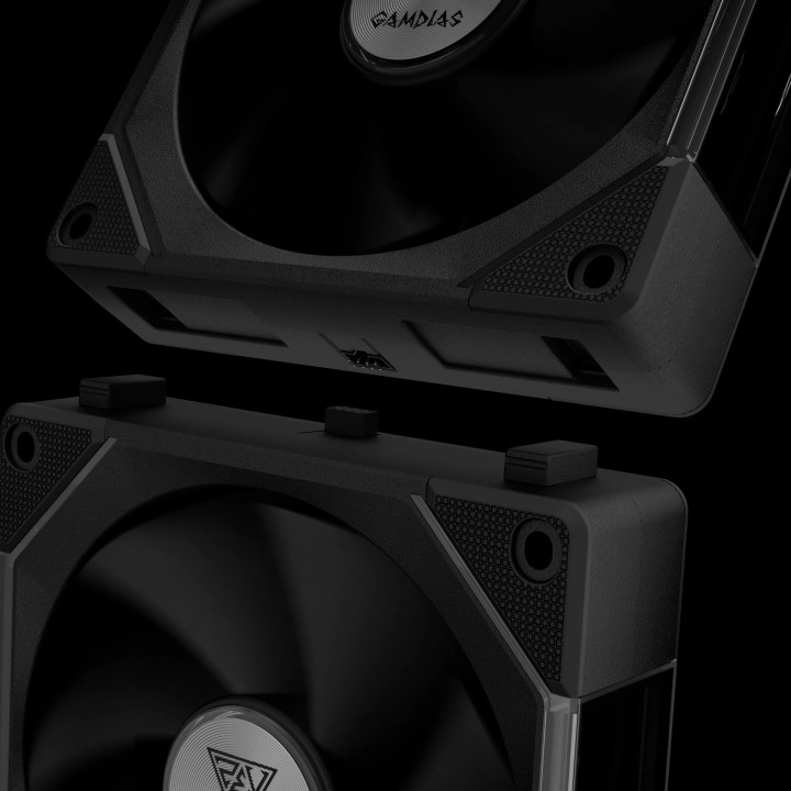 Комплект вентилатори Gamdias 3-in-1 AEOLUS P2-1203, 3x120mm, Swappable Fan Blades (Reverse Fan Blades Included), Daisy-Chain, Infinity Mirror, A-RGB - AEOLUS-P2-1203