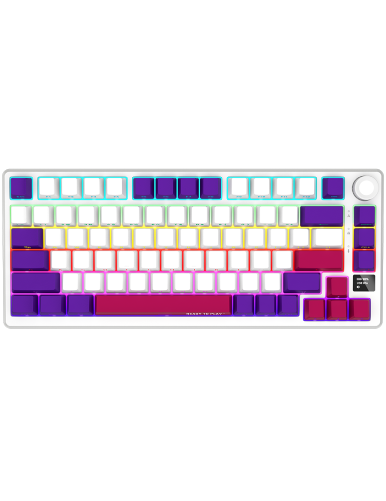 Геймърска клавиатура LORGAR KBP7075W, Wireless 75% Mechanical Gaming Keyboard Pro, White, EN layout - LRG-KBP7075W-WH-US