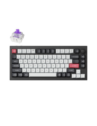 Безжична механична геймърска клавиатура Keychron Q1 HE QMK 75% Carbon Black - Q1H-M1