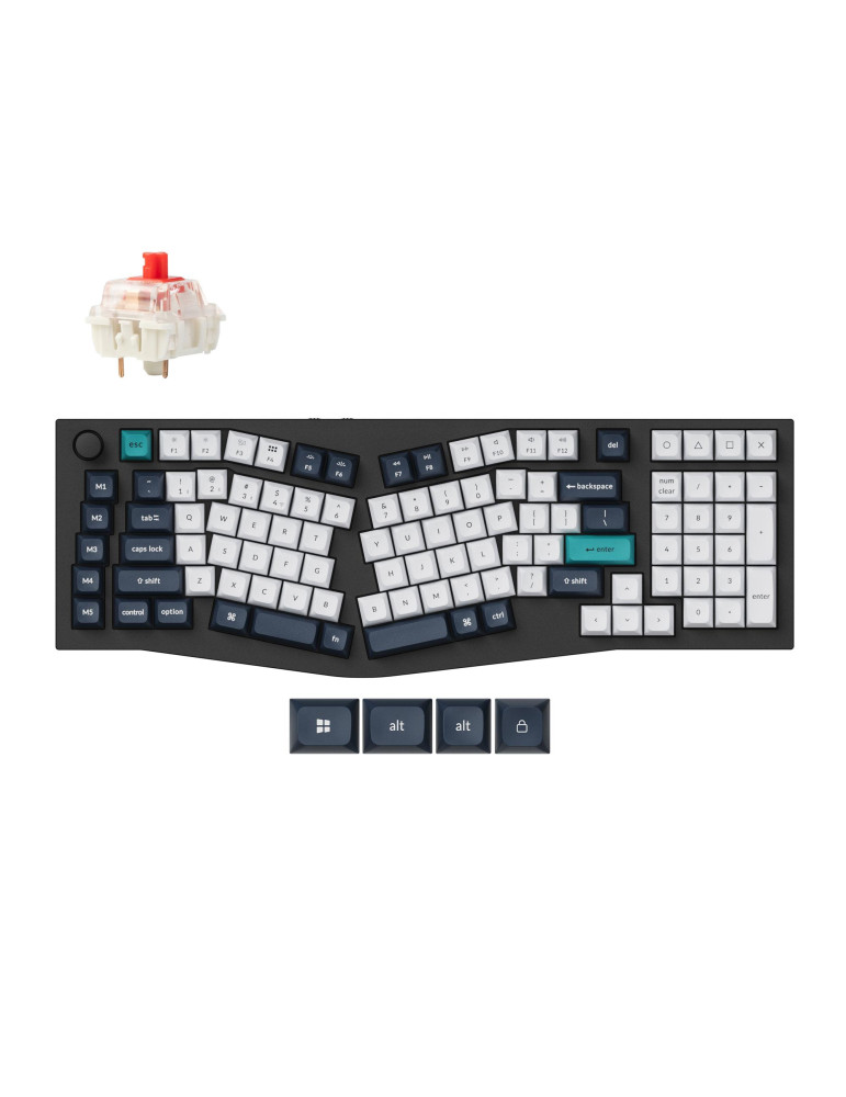 Безжична механична геймърска клавиатура Keychron Q13 Max Carbon Black, Jupiter Red - Q13M-M1