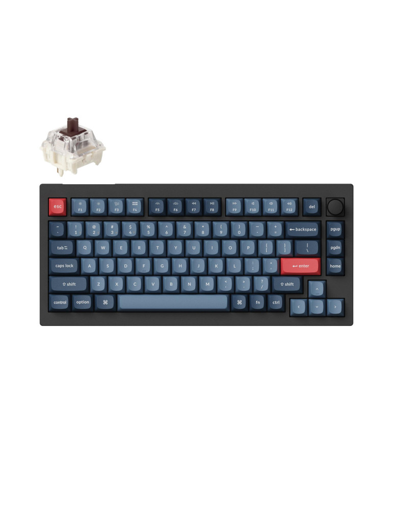 Безжична механична геймърска клавиатура Keychron V1 MAX QMK 75% Carbon Black - V1M-D3