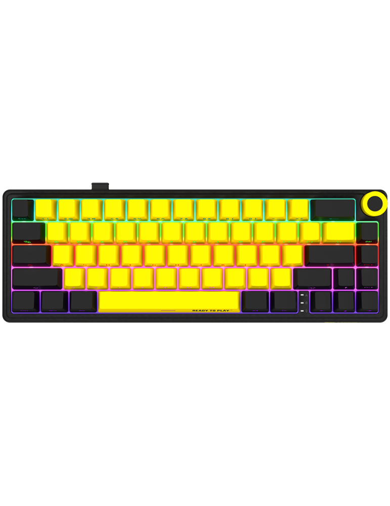 Безжична механична геймърска клавиатура Lorgar KBP70MW, 65% Mechanical Gaming Keyboard Pro, Black/yellow, EN layout - LRG-KBP70MW-YL-US
