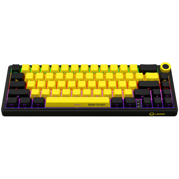 Безжична механична геймърска клавиатура Lorgar KBP70MW, 65% Mechanical Gaming Keyboard Pro, Black/yellow, EN layout - LRG-KBP70MW-YL-US