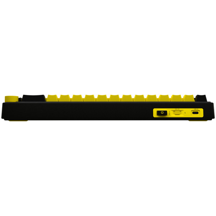 Безжична механична геймърска клавиатура Lorgar KBP70MW, 65% Mechanical Gaming Keyboard Pro, Black/yellow, EN layout - LRG-KBP70MW-YL-US