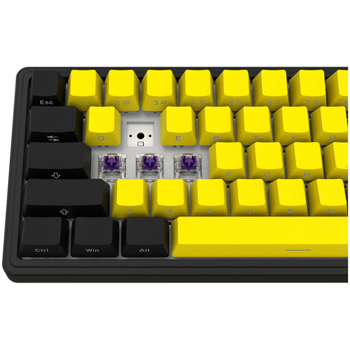 Безжична механична геймърска клавиатура Lorgar KBP70MW, 65% Mechanical Gaming Keyboard Pro, Black/yellow, EN layout - LRG-KBP70MW-YL-US