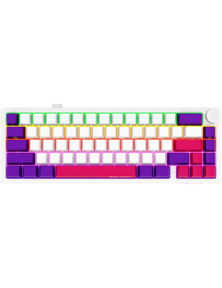 Безжична механична геймърска клавиатура Lorgar KBP70MW, 65% Mechanical Gaming Keyboard Pro, White, EN layout - LRG-KBP70MW-WH-US