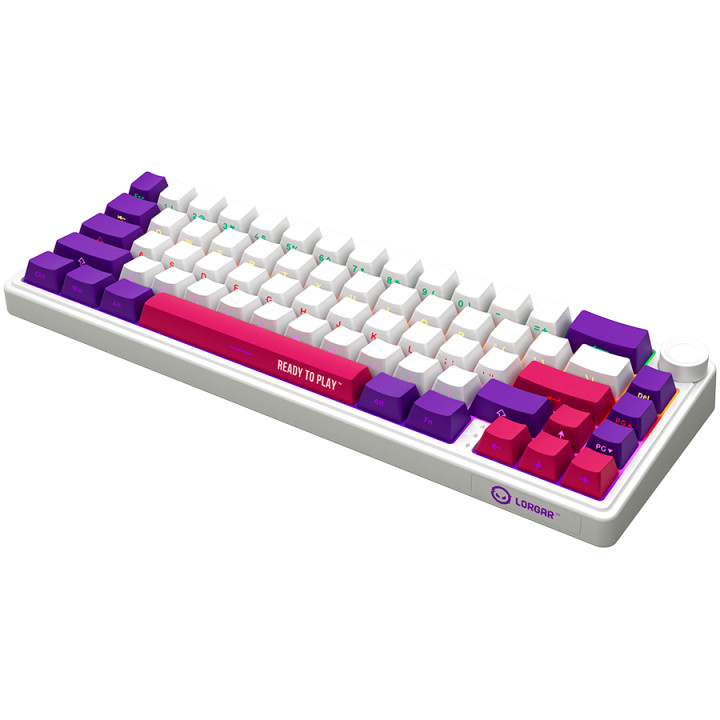 Безжична механична геймърска клавиатура Lorgar KBP70MW, 65% Mechanical Gaming Keyboard Pro, White, EN layout - LRG-KBP70MW-WH-US