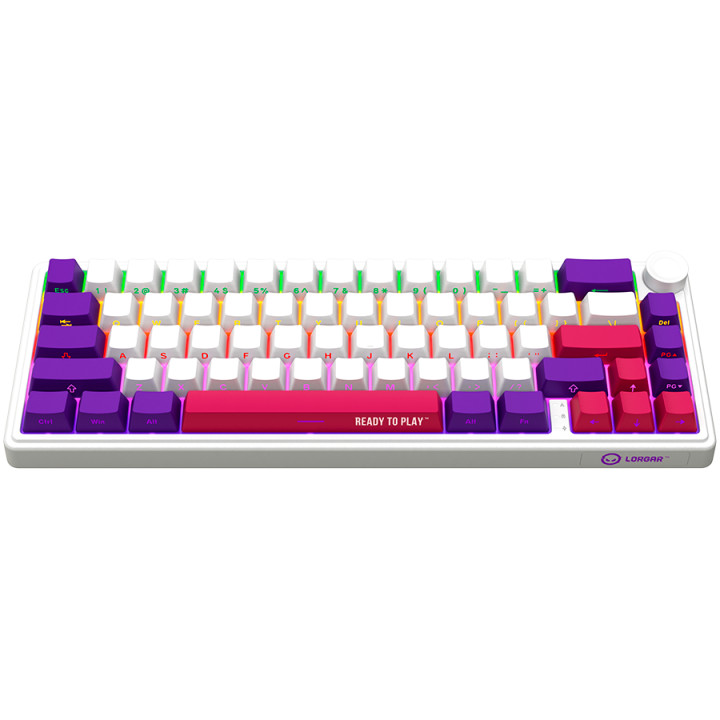 Безжична механична геймърска клавиатура Lorgar KBP70MW, 65% Mechanical Gaming Keyboard Pro, White, EN layout - LRG-KBP70MW-WH-US