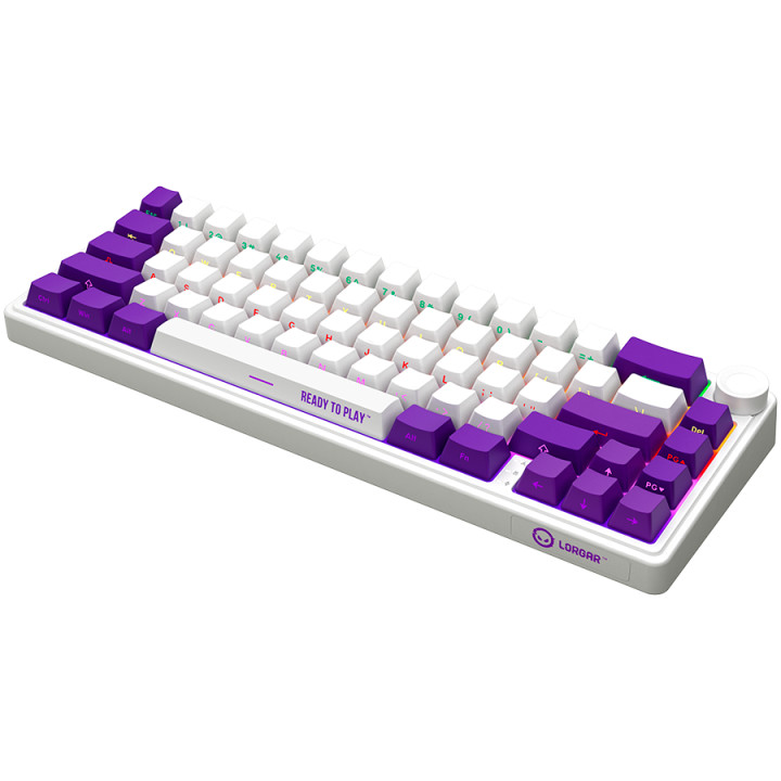 Безжична механична геймърска клавиатура Lorgar KBP70MW, 65% Mechanical Gaming Keyboard Pro, White, EN layout - LRG-KBP70MW-WH-US