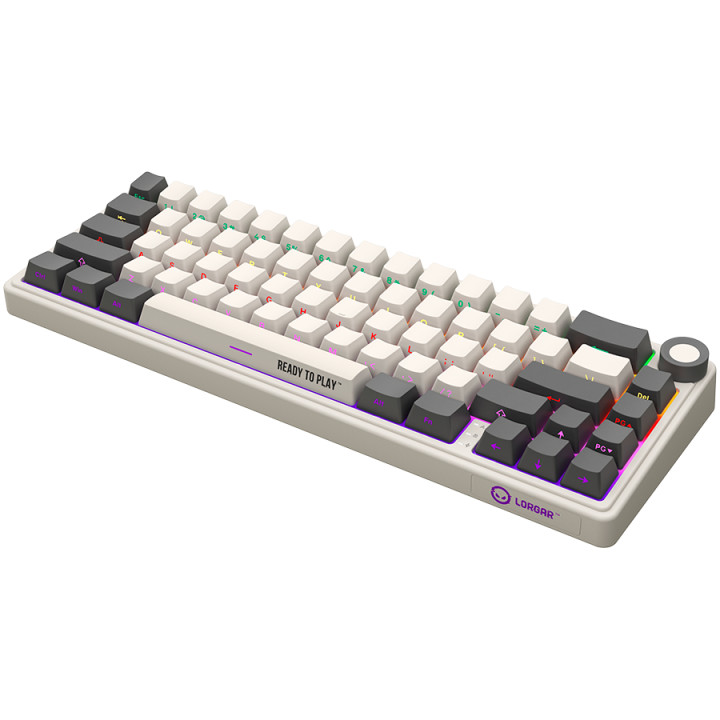Безжична механична геймърска клавиатура Lorgar KBP70MW, 65% Mechanical Gaming Keyboard Pro, Beige, EN layout - LRG-KBP70MW-RT-US