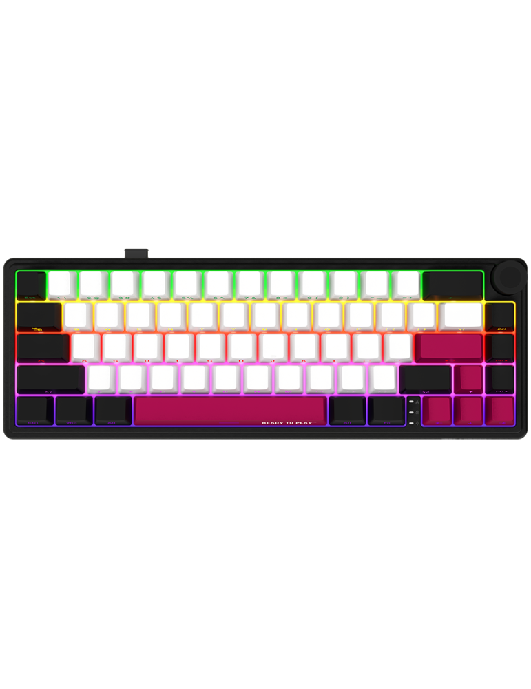 Безжична механична геймърска клавиатура Lorgar KBP70MW, 65% Mechanical Gaming Keyboard Pro, Black/red, EN layout - LRG-KBP70MW-BK-US