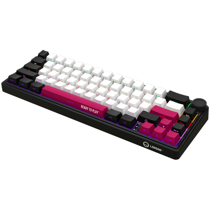 Безжична механична геймърска клавиатура Lorgar KBP70MW, 65% Mechanical Gaming Keyboard Pro, Black/red, EN layout - LRG-KBP70MW-BK-US