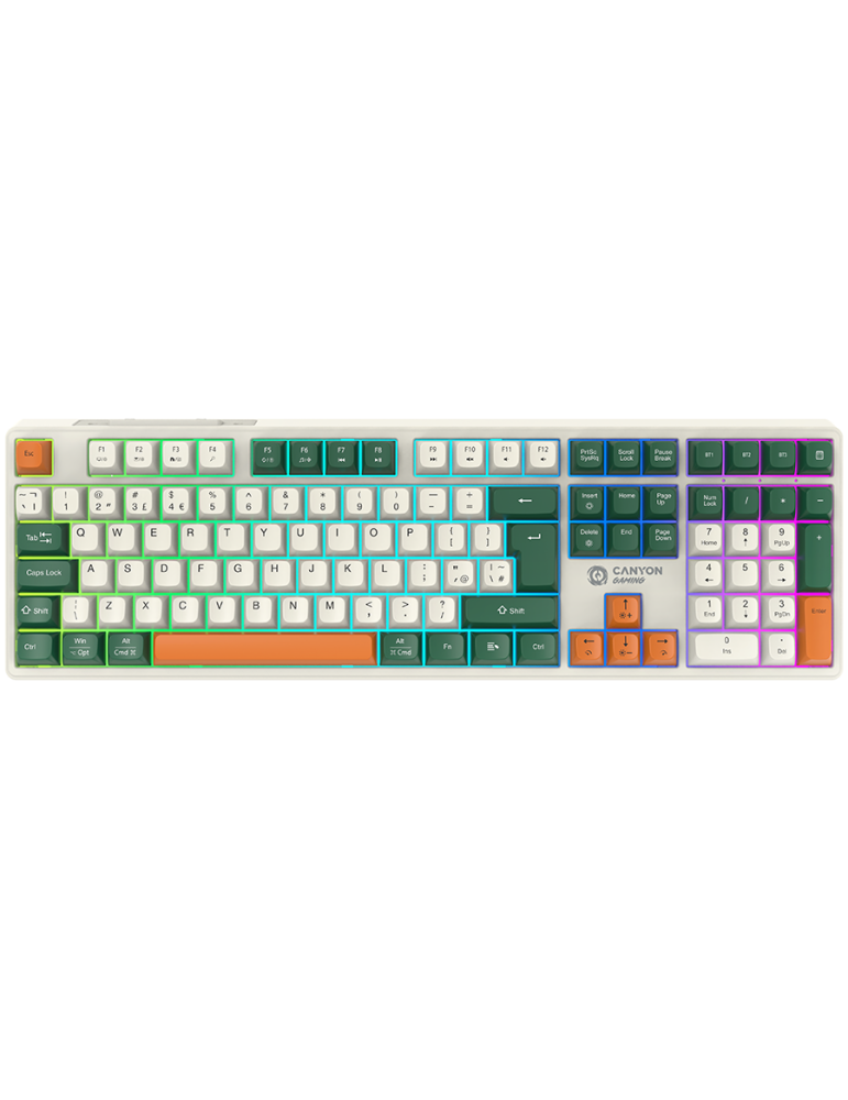 Безжична механична геймърска клавиатура Canyon Shadder GKW-11 Mech RGB UK/US, White - CND-SKBW11