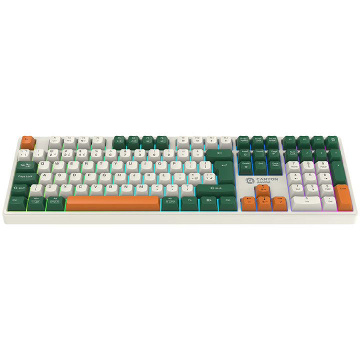 Безжична механична геймърска клавиатура Canyon Shadder GKW-11 Mech RGB UK/US, White - CND-SKBW11