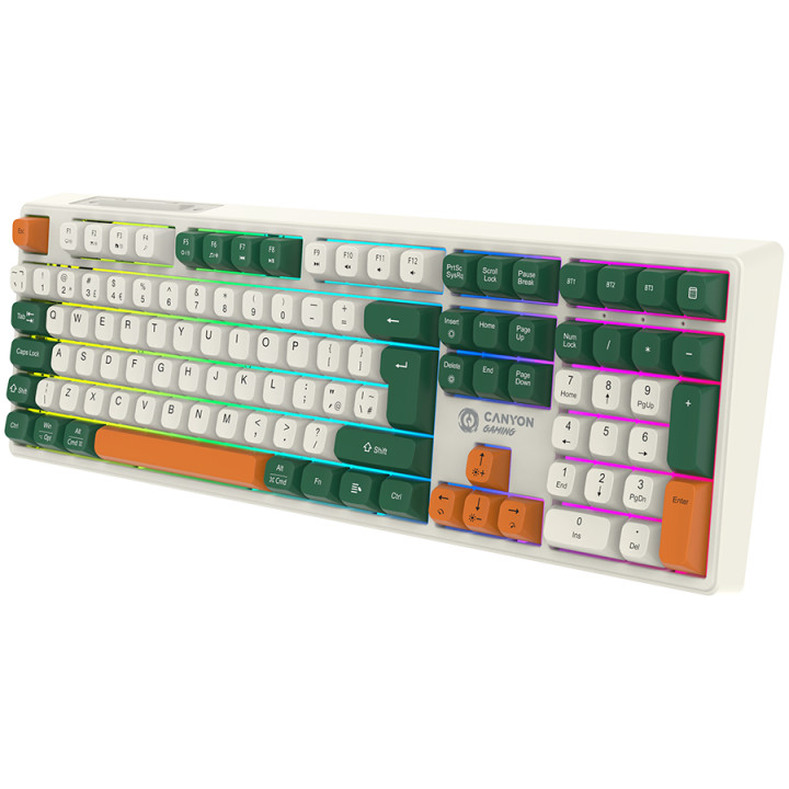 Безжична механична геймърска клавиатура Canyon Shadder GKW-11 Mech RGB UK/US, White - CND-SKBW11