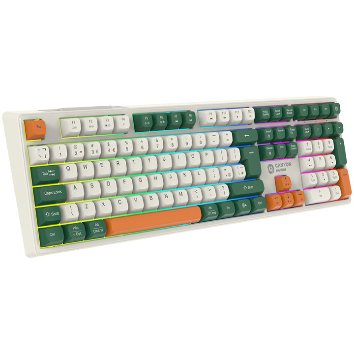 Безжична механична геймърска клавиатура Canyon Shadder GKW-11 Mech RGB UK/US, White - CND-SKBW11