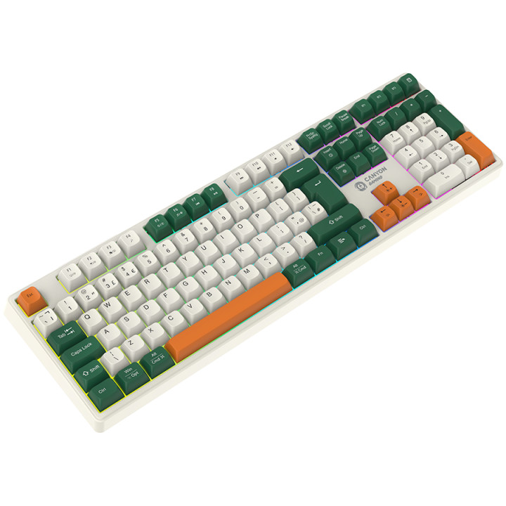 Безжична механична геймърска клавиатура Canyon Shadder GKW-11 Mech RGB UK/US, White - CND-SKBW11