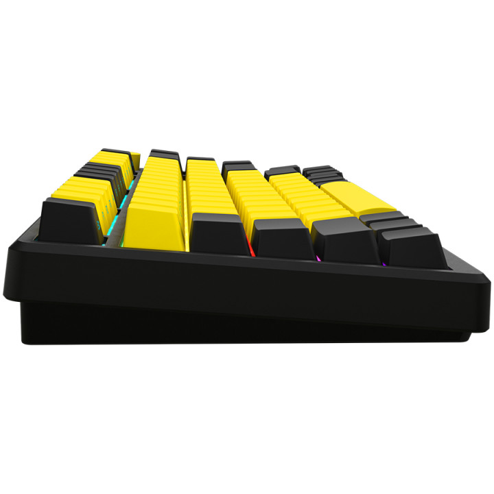 Безжична механична геймърска клавиатура Lorgar KBP7075W, 75% Mechanical Gaming Keyboard Pro, Black/yellow, EN layout - LRG-KBP7075W-YL-US