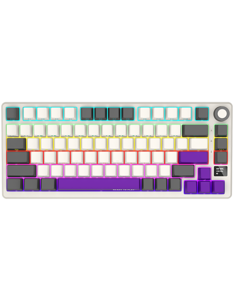 Безжична механична геймърска клавиатура Lorgar KBP7075W, 75% Mechanical Gaming Keyboard Pro, Beige, EN layout - LRG-KBP7075W-RT-US