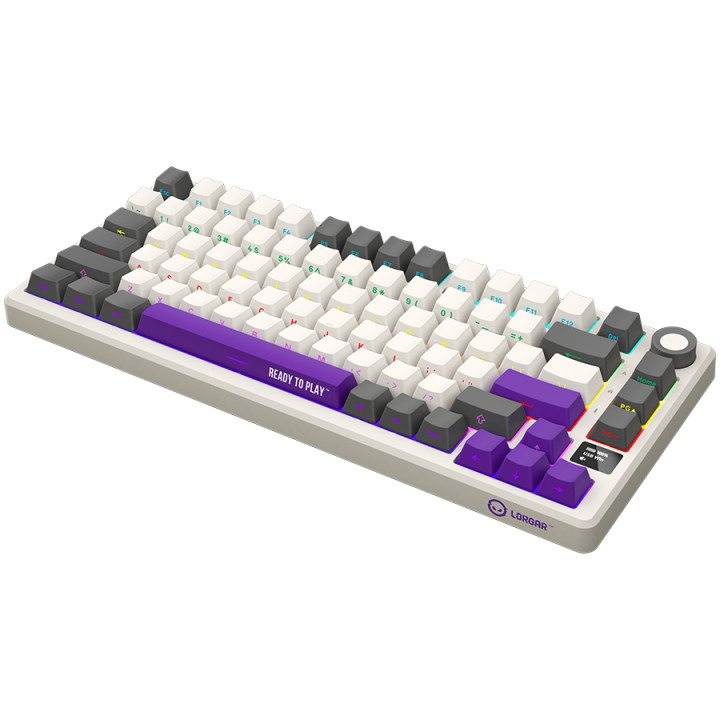 Безжична механична геймърска клавиатура Lorgar KBP7075W, 75% Mechanical Gaming Keyboard Pro, Beige, EN layout - LRG-KBP7075W-RT-US