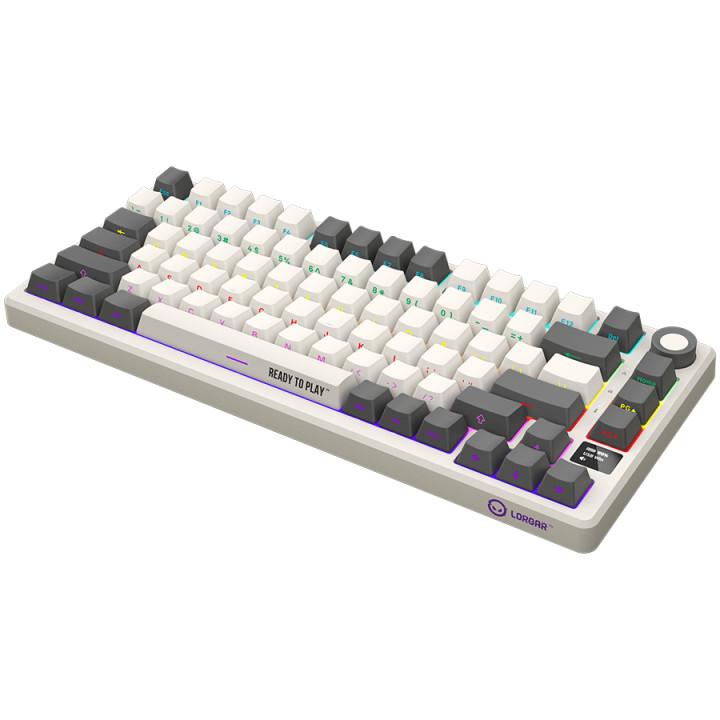 Безжична механична геймърска клавиатура Lorgar KBP7075W, 75% Mechanical Gaming Keyboard Pro, Beige, EN layout - LRG-KBP7075W-RT-US
