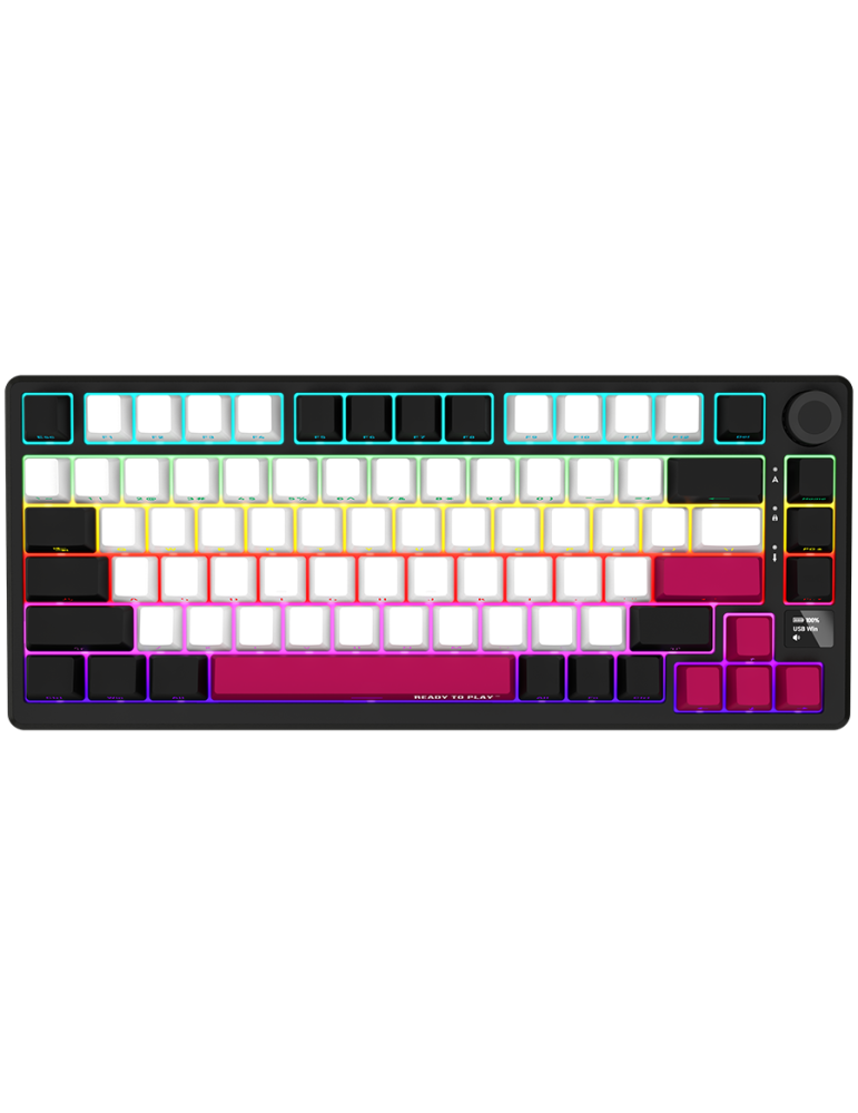 Безжична механична геймърска клавиатура Lorgar KBP7075W, 75% Mechanical Gaming Keyboard Pro, Black/red, EN layout - LRG-KBP7075W-BK-US