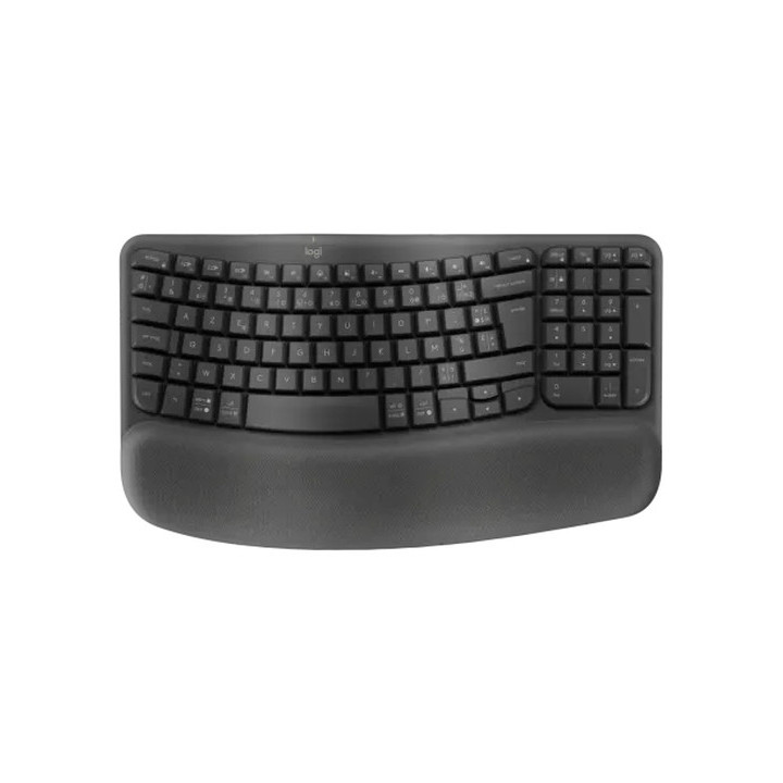 Bluetooth ергономична клавиатура Logitech Wave Keys, GRAPHITE, US INT`L, 2.4GHZ/BT, INTNL-973, UNIVERSAL - 920-012304
