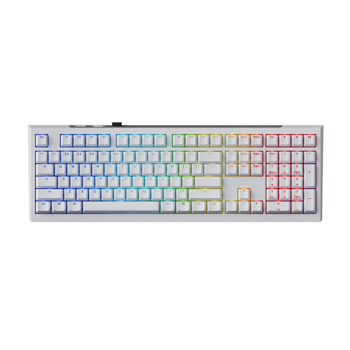 Професионална геймърска механична клавиатура Ducky One X Wireless White - Ducky AI Switches [Linear], Bluetooth, 2.4 - DKON2408AST3-DAUSPDOECL2WW1