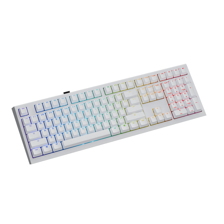 Професионална геймърска механична клавиатура Ducky One X Wireless White - Ducky AI Switches [Linear], Bluetooth, 2.4 - DKON2408AST3-DAUSPDOECL2WW1