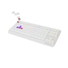 Безжична механична геймърска клавиатура Genesis Thor 230 TKL, US White RGB Mechanical Outemu Red - NKG-2165
