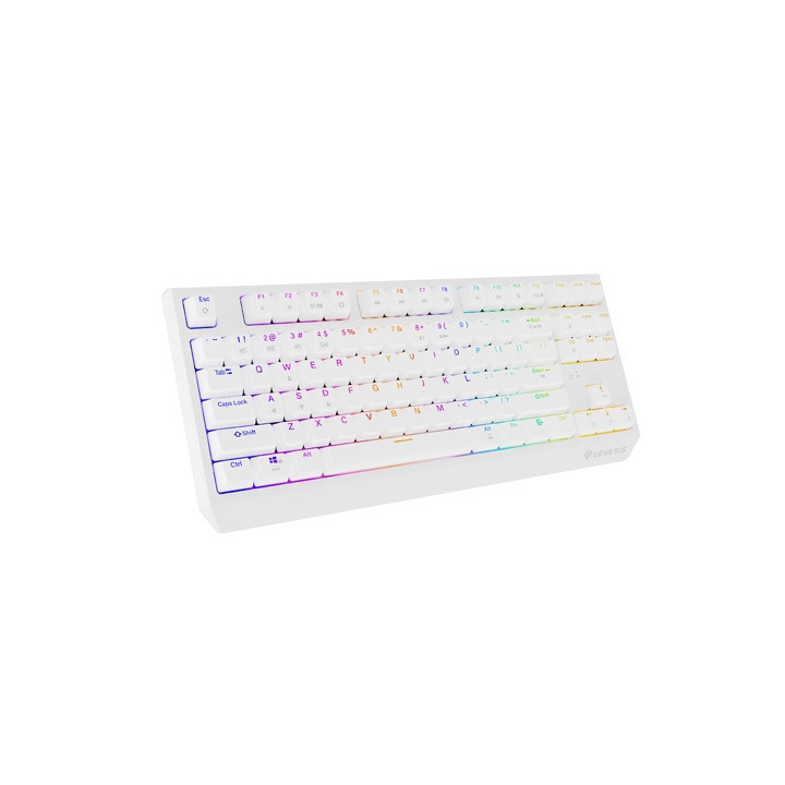 Безжична механична геймърска клавиатура Genesis Thor 230 TKL, US White RGB Mechanical Outemu Red - NKG-2165